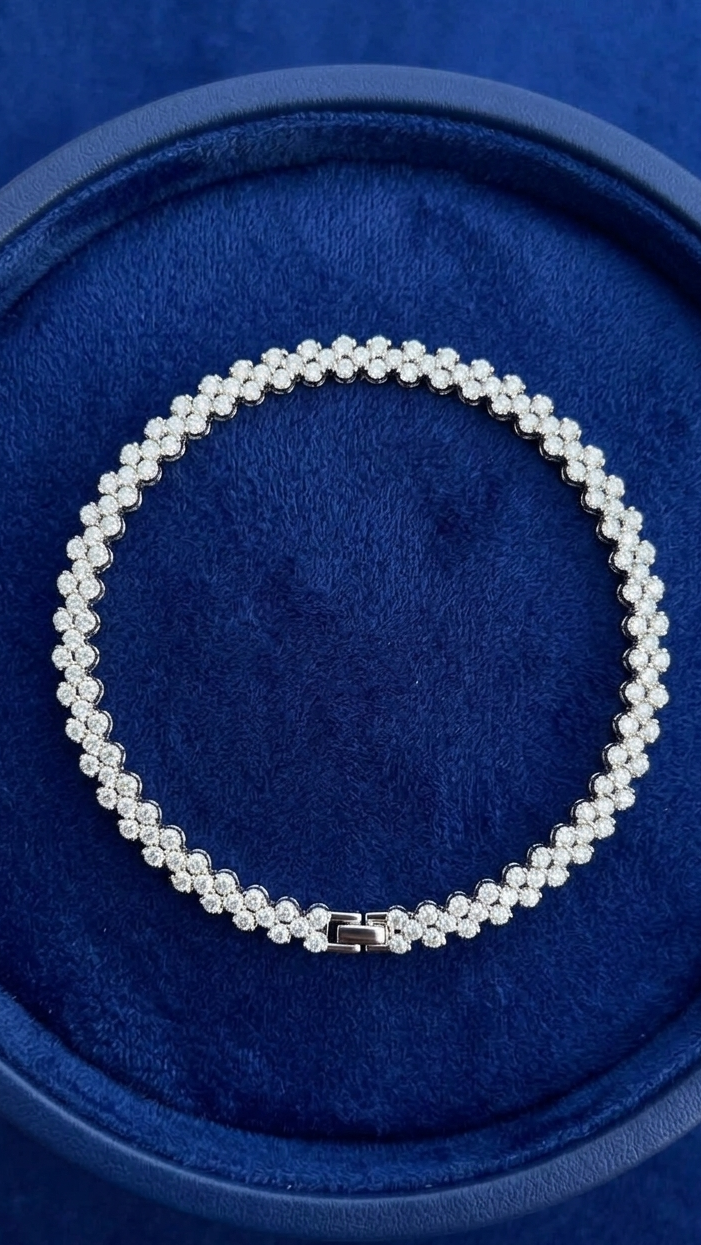 Serpentine Wave Zircon Bracelet – Elegant Floral Tennis Design