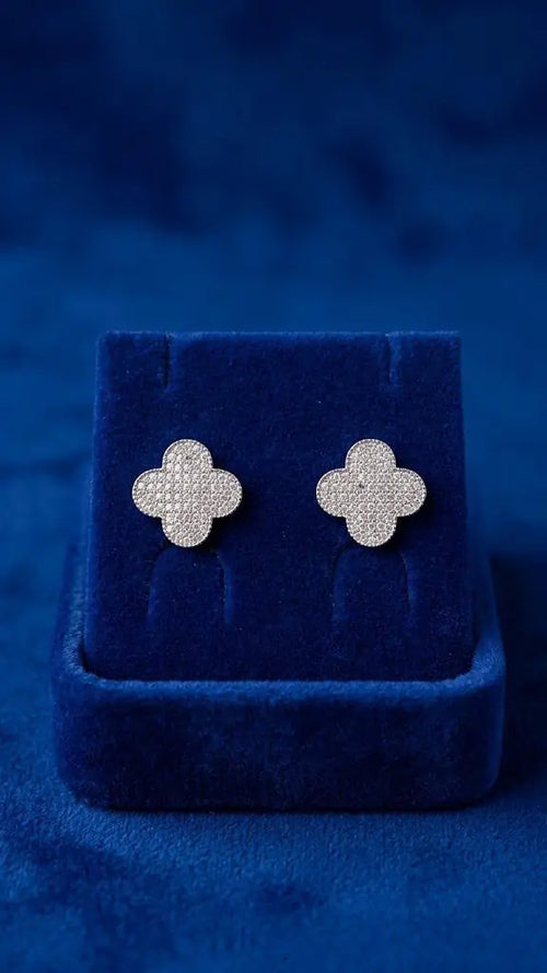 clover-zircon-paved-stud-earrings-silver-four-leaf-design-mishi-collections