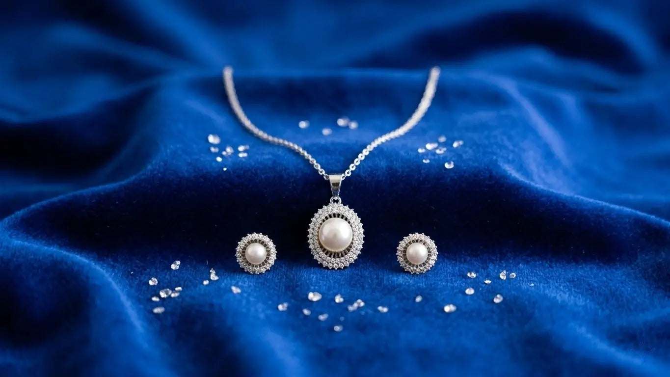 graceful-pearl-halo-zircon-necklace-and-earrings-set-silver-mishi-collections